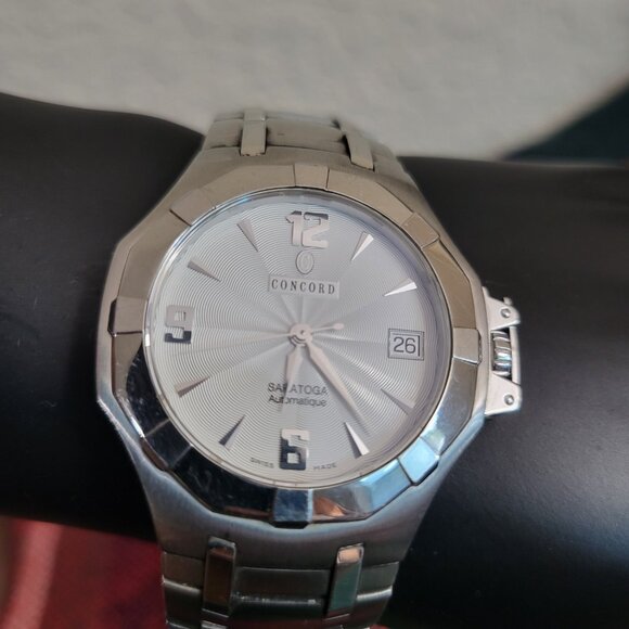 Concord Saratoga Ref 14.c2.1894 Swiss Auto Watch Silver Men's Luxury Statement - Picture 5 of 10